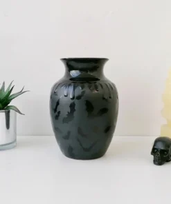 Weird & Wonderful Ceramics Matte Black Bat Curved Vase