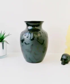 Weird & Wonderful Ceramics Matte Black Bat Curved Vase