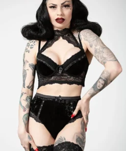 Killstar Mercy Lace Bra Black