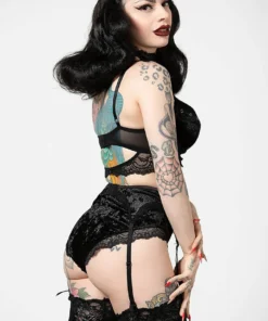 Killstar Mercy Lace Garter Belt Black