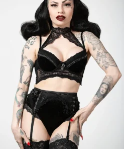 Killstar Mercy Lace Garter Belt Black