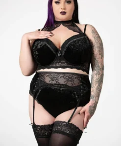 Killstar Mercy Lace Garter Belt Black