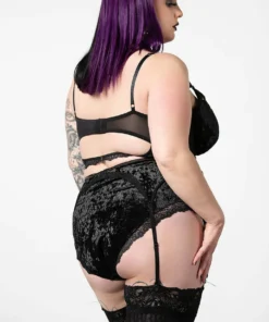 Killstar Mercy Lace Garter Belt Black