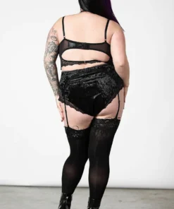 Killstar Mercy Lace Garter Belt Black