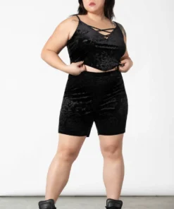 Killstar Misfortune Velvet Cycle Shorts Ladies