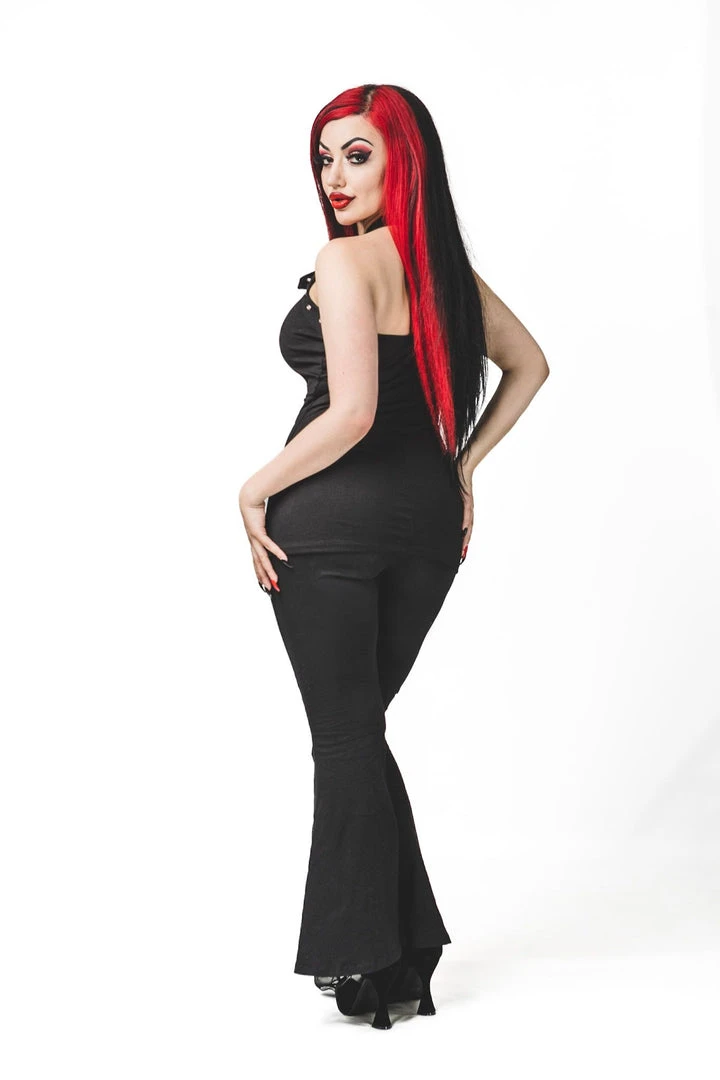 Ladies Necessary Evil Minerva Plunge Lace Up Halter Top 6 Ladies Necessary Evil Minerva Plunge Lace Up Halter Top