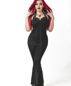 Ladies Necessary Evil Minerva Plunge Lace Up Halter Top