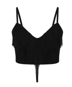 Necessary Evil Camazotz Crop Top With Mesh Bat Wing Effect Front Ladies
