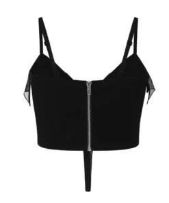 Necessary Evil Camazotz Crop Top With Mesh Bat Wing Effect Front Ladies