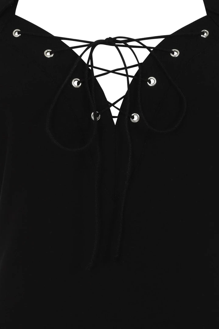 Ladies Necessary Evil Minerva Plunge Lace Up Halter Top 11 Ladies Necessary Evil Minerva Plunge Lace Up Halter Top