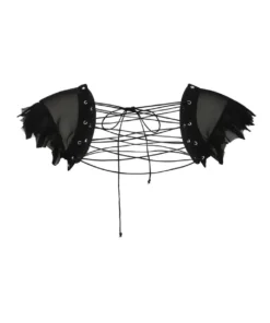 Ladies Necessary Evil Camazotz Bat Wing Effect Lace Up Bolero Top