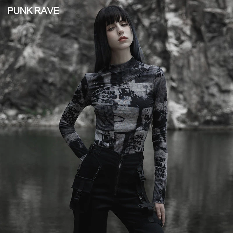 Punk Rave Sorcha Long Sleeve Top Grey 3 Punk Rave Sorcha Long Sleeve Top Grey