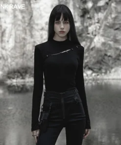 Punk Rave Sorcha Long Sleeve Top Black Ladies