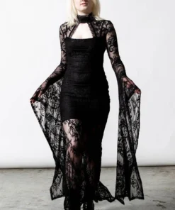 Killstar Phenomena Lace Maxi Dress Black Ladies