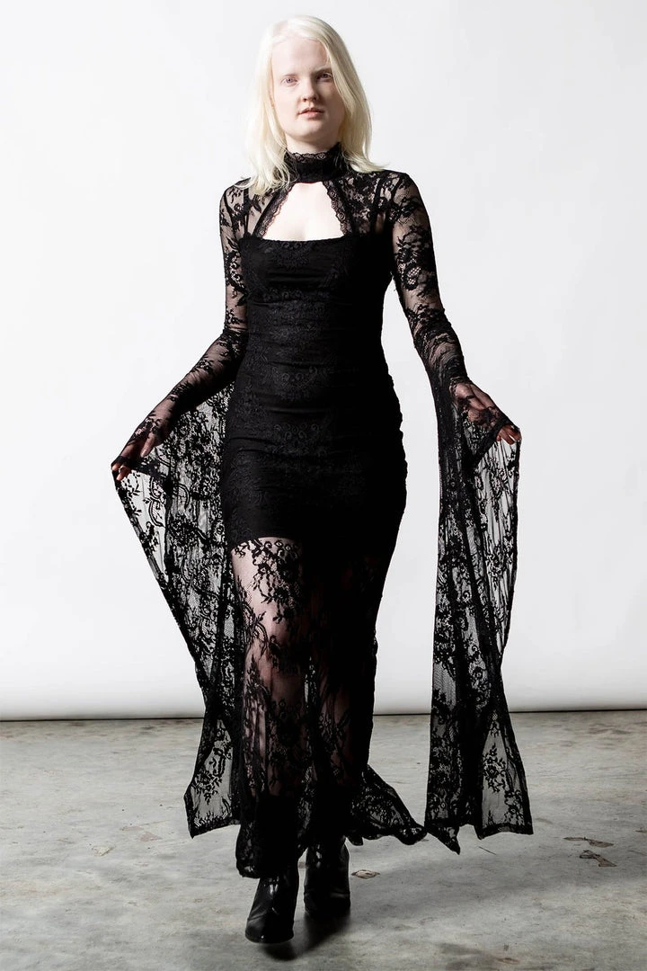 Killstar Phenomena Lace Maxi Dress Black Ladies 4 Killstar Phenomena Lace Maxi Dress Black Ladies