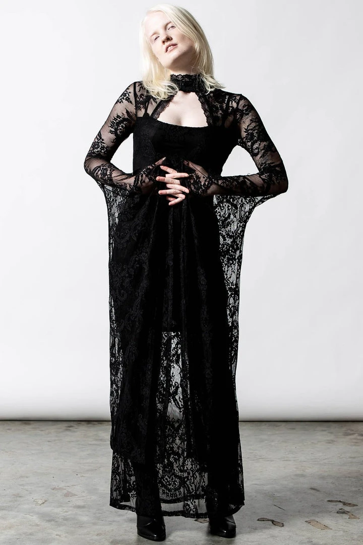 Killstar Phenomena Lace Maxi Dress Black Ladies 8 Killstar Phenomena Lace Maxi Dress Black Ladies