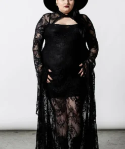 Killstar Phenomena Lace Maxi Dress Black Ladies