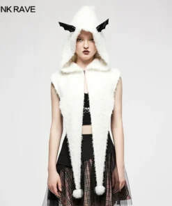 Punk Rave Batty Hooded Capelet - White