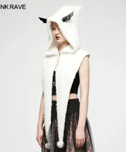 Punk Rave Batty Hooded Capelet - White