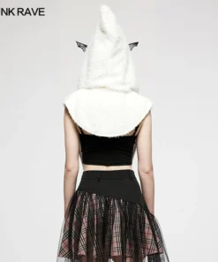 Punk Rave Batty Hooded Capelet - White
