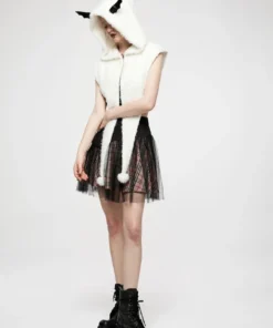 Punk Rave Batty Hooded Capelet - White