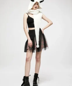 Punk Rave Batty Hooded Capelet - White