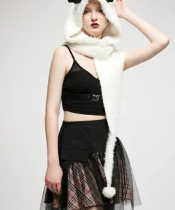 Punk Rave Batty Hooded Capelet - White