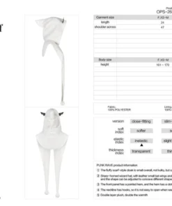 Punk Rave Batty Hooded Capelet - White