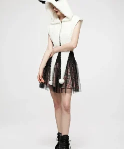 Punk Rave Batty Hooded Capelet - White