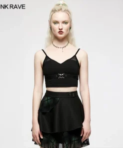 Punk Rave Beating Heart Crop Top - Black Ladies