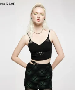Punk Rave Beating Heart Crop Top - Black Ladies