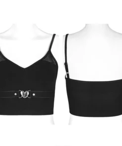 Punk Rave Beating Heart Crop Top - Black Ladies