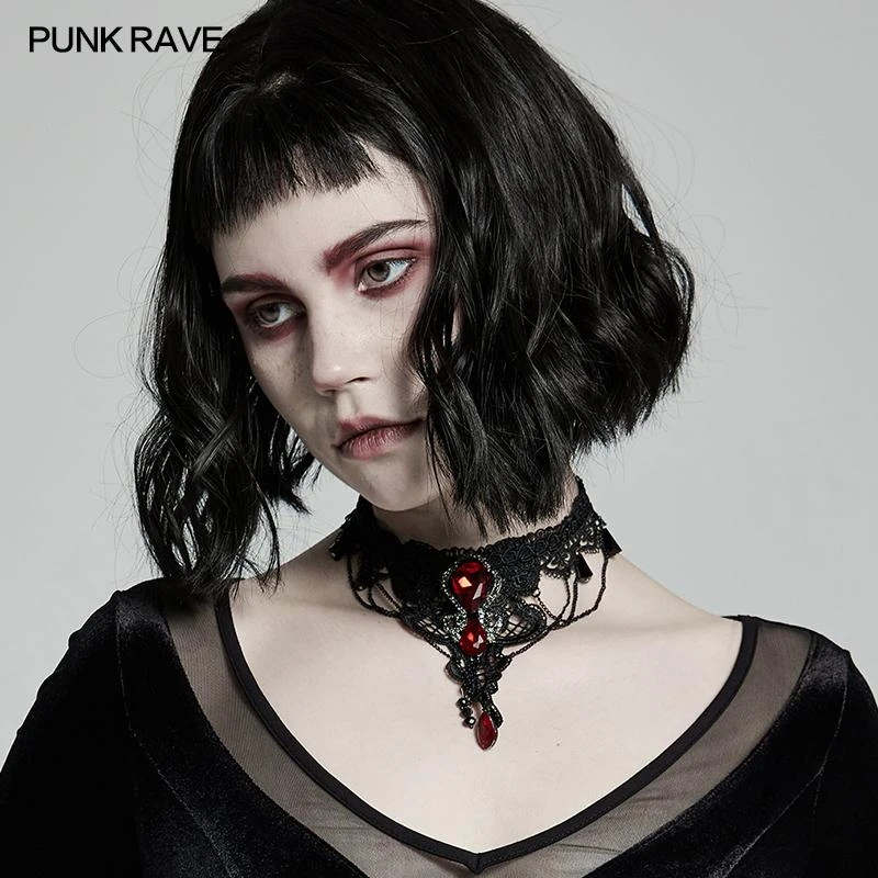 Accessories Punk Rave Crimson Gem Choker 5 Accessories Punk Rave Crimson Gem Choker