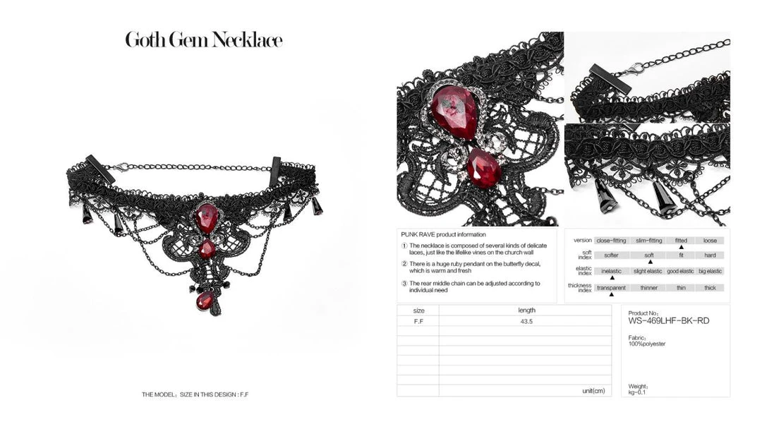 Accessories Punk Rave Crimson Gem Choker 9 Accessories Punk Rave Crimson Gem Choker