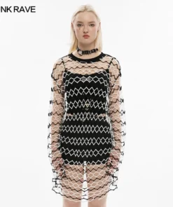 Ladies Punk Rave Diamond Mesh Longline Tee 16 Ladies Punk Rave Diamond Mesh Longline Tee