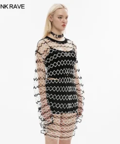 Ladies Punk Rave Diamond Mesh Longline Tee 17 Ladies Punk Rave Diamond Mesh Longline Tee