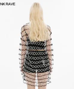 Ladies Punk Rave Diamond Mesh Longline Tee 18 Ladies Punk Rave Diamond Mesh Longline Tee