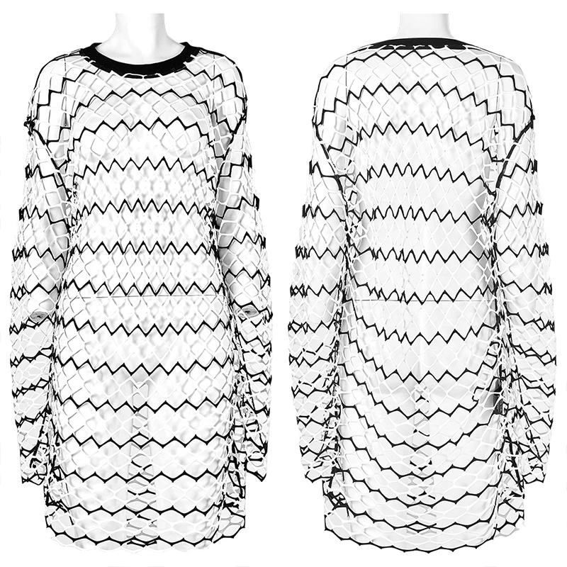 Ladies Punk Rave Diamond Mesh Longline Tee 9 Ladies Punk Rave Diamond Mesh Longline Tee