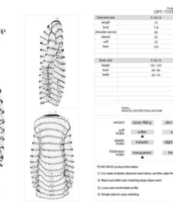 Ladies Punk Rave Diamond Mesh Longline Tee 22 Ladies Punk Rave Diamond Mesh Longline Tee