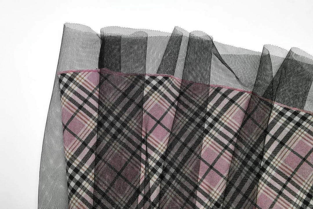 Ladies Punk Rave Gianna Mesh Overlay Skirt - Black & Pink 11 Ladies Punk Rave Gianna Mesh Overlay Skirt - Black & Pink