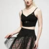 Ladies Punk Rave Gianna Mesh Overlay Skirt - Black & Pink 1 Ladies Punk Rave Gianna Mesh Overlay Skirt - Black & Pink