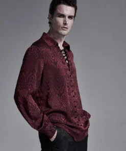 Punk Rave Kane Satin Jacquard Shirt - Red Ladies