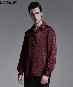 Punk Rave Kane Satin Jacquard Shirt - Red Ladies