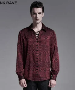 Punk Rave Kane Satin Jacquard Shirt - Red Ladies