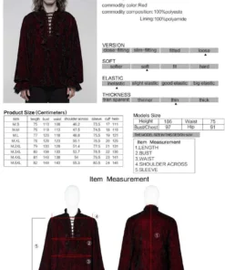 Punk Rave Mens Crushed Velvet Top - Red