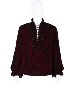 Punk Rave Mens Crushed Velvet Top - Red