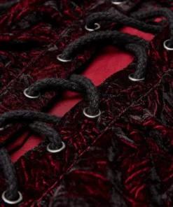 Punk Rave Mens Crushed Velvet Top - Red