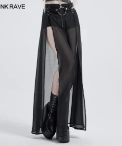 Punk Rave Chiffon Maxi Skirt With Integral Shorts Ladies