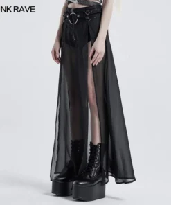 Punk Rave Chiffon Maxi Skirt With Integral Shorts Ladies