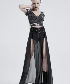 Punk Rave Chiffon Maxi Skirt With Integral Shorts Ladies